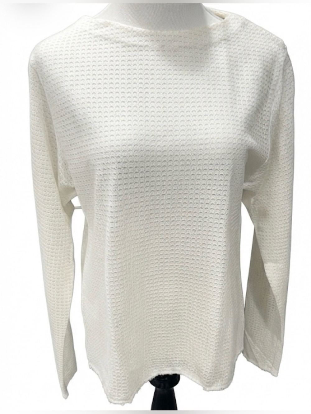 Vintage Batik of Indonesia Cream Open Weave Cotton Long Sleeve Top Sz L